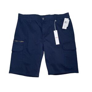 BlauerHafen Pantaloncini Cargo Uomo In 100% Cotone - Vestibilità Normale, Blu Navy, Taglia 34W, Chiusura Con Zip E Bottone
